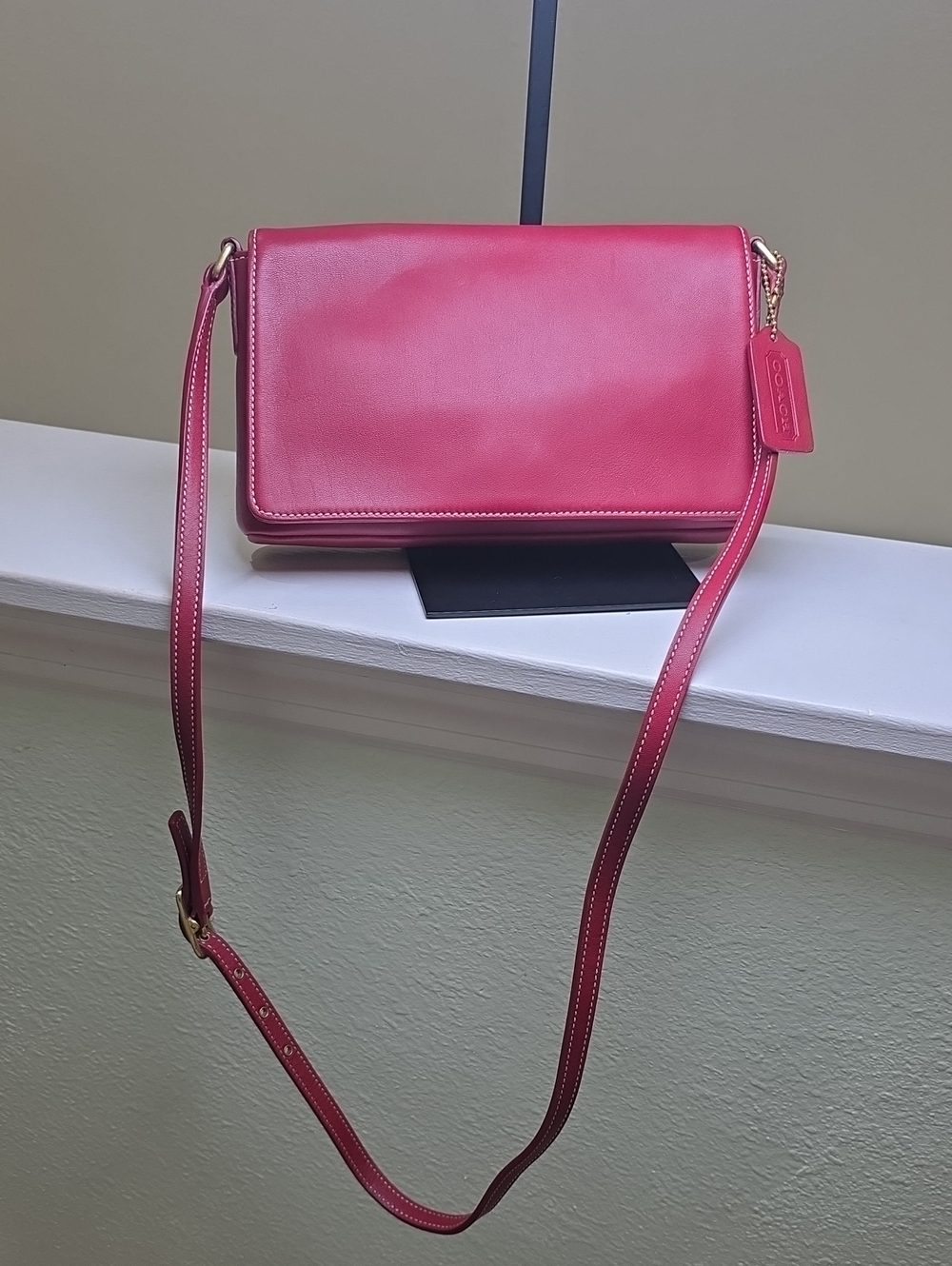 COACH 9599 Vintage Red Leather Legacy West Demi Flap Crossbody EUC